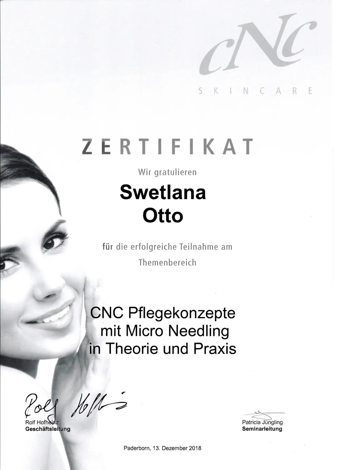 Beauty-Residenz Paderborn CNC Zertifikat