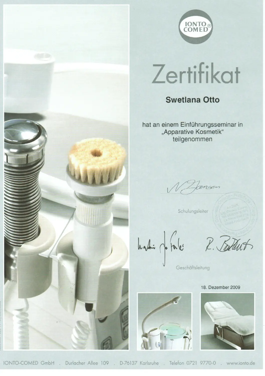 Beauty-Residenz Paderborn Apparative allgemeines Zertifikat