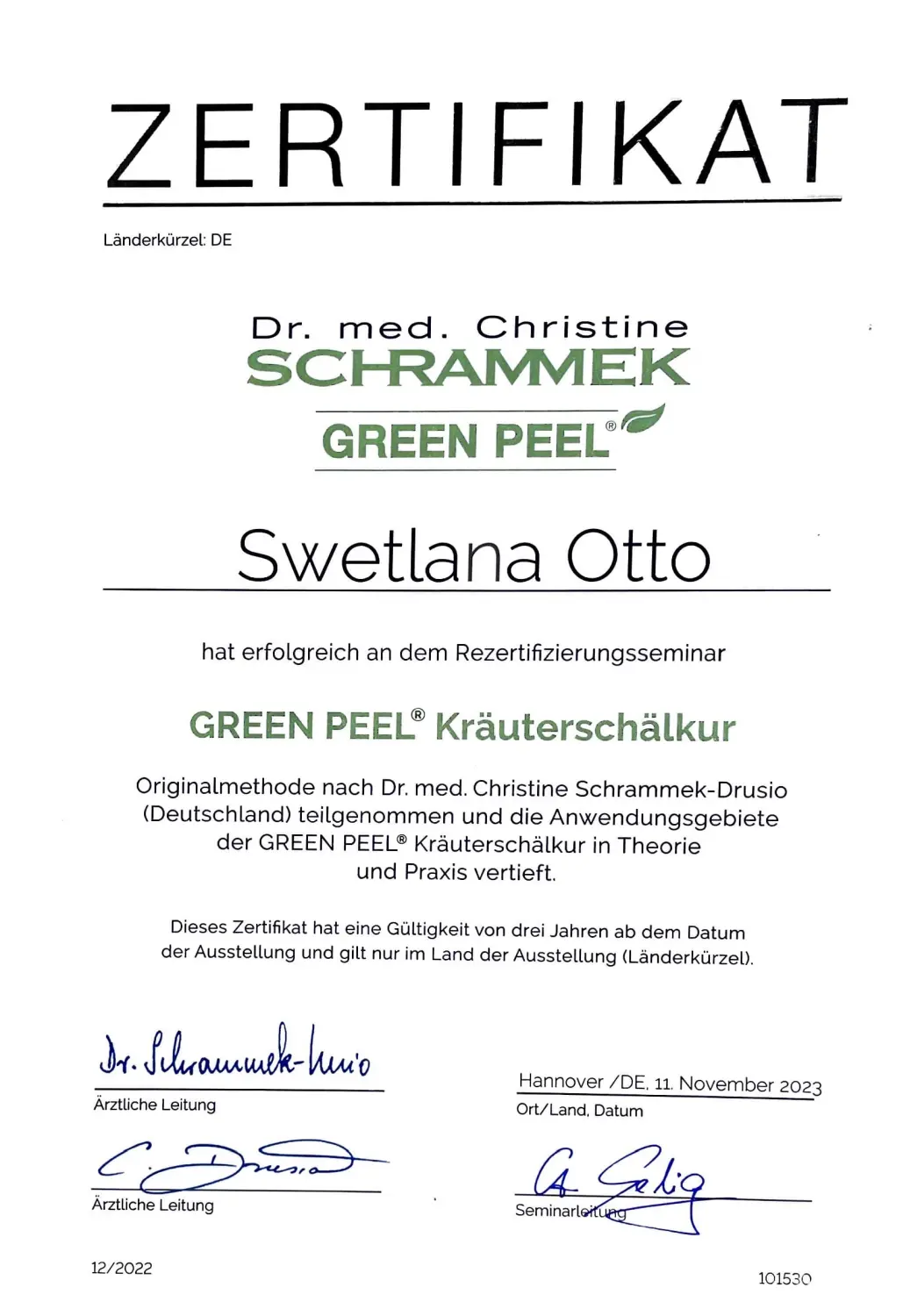 Zertifikat der Beauty-Residenz Paderborn